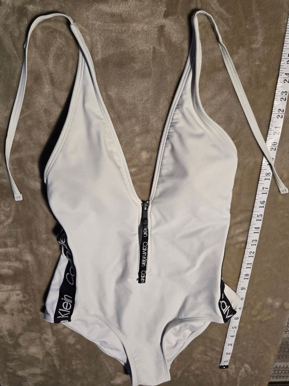 Calvin Klein 1 piece white bathing suit womans small - Picture 3 of 7